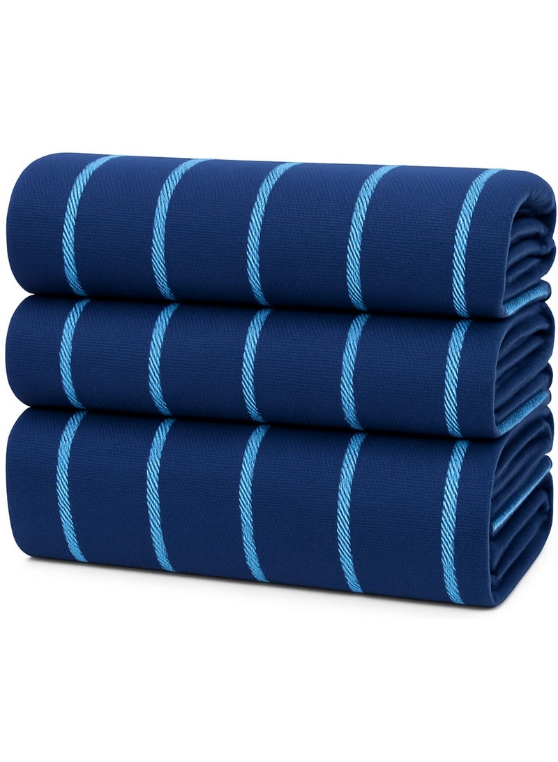 ATEN Homeware Egyptian Cotton Kitchen Tea Towels – Size 50 x 70 cm – Highly Absorbent & Quick-Dry Dish Towels, Lint-Free & Durable, Fade Resistant, Made in Egypt (Dark Blue, 3 Pack) - Image 1